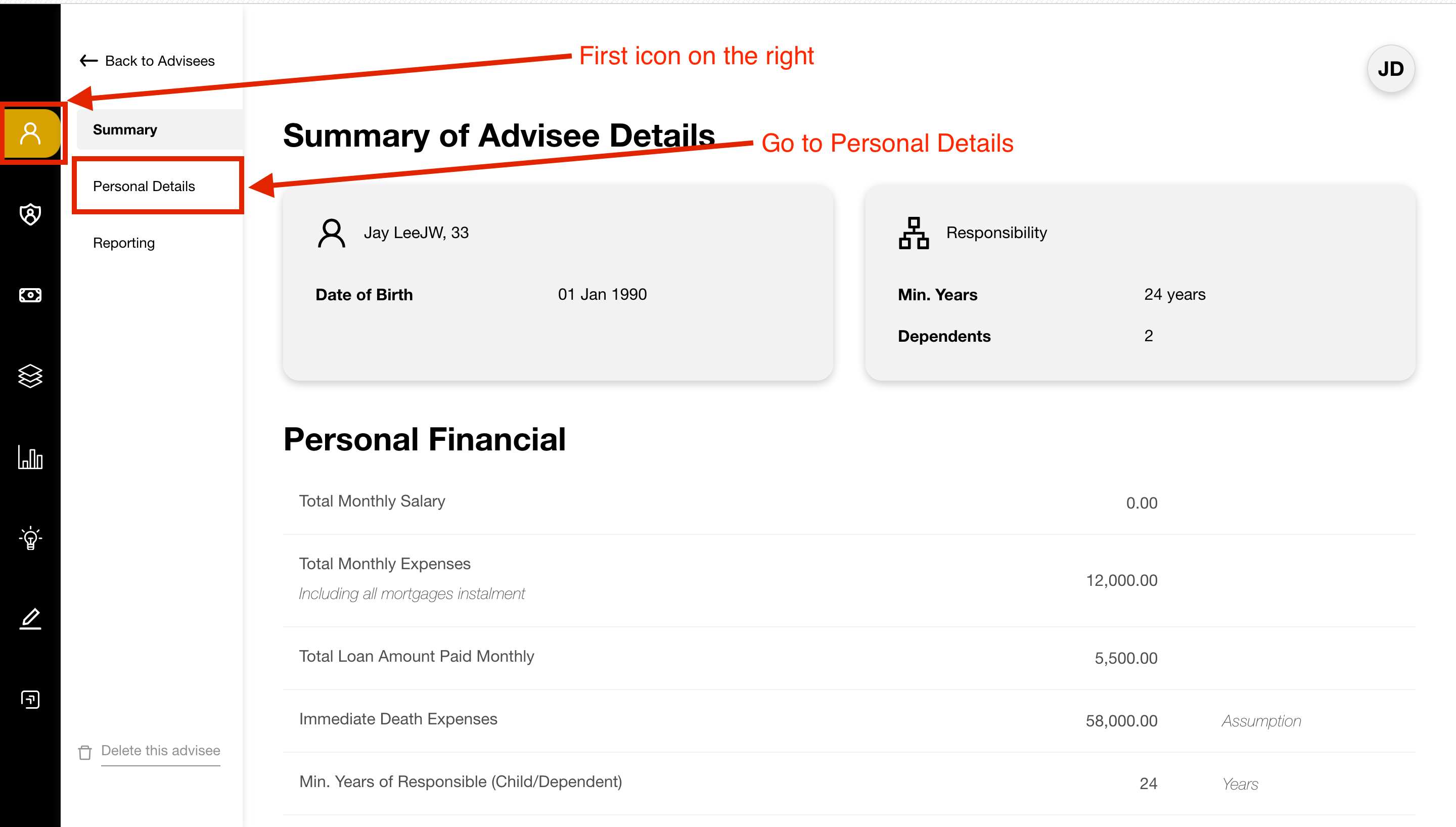 Select Personal Details