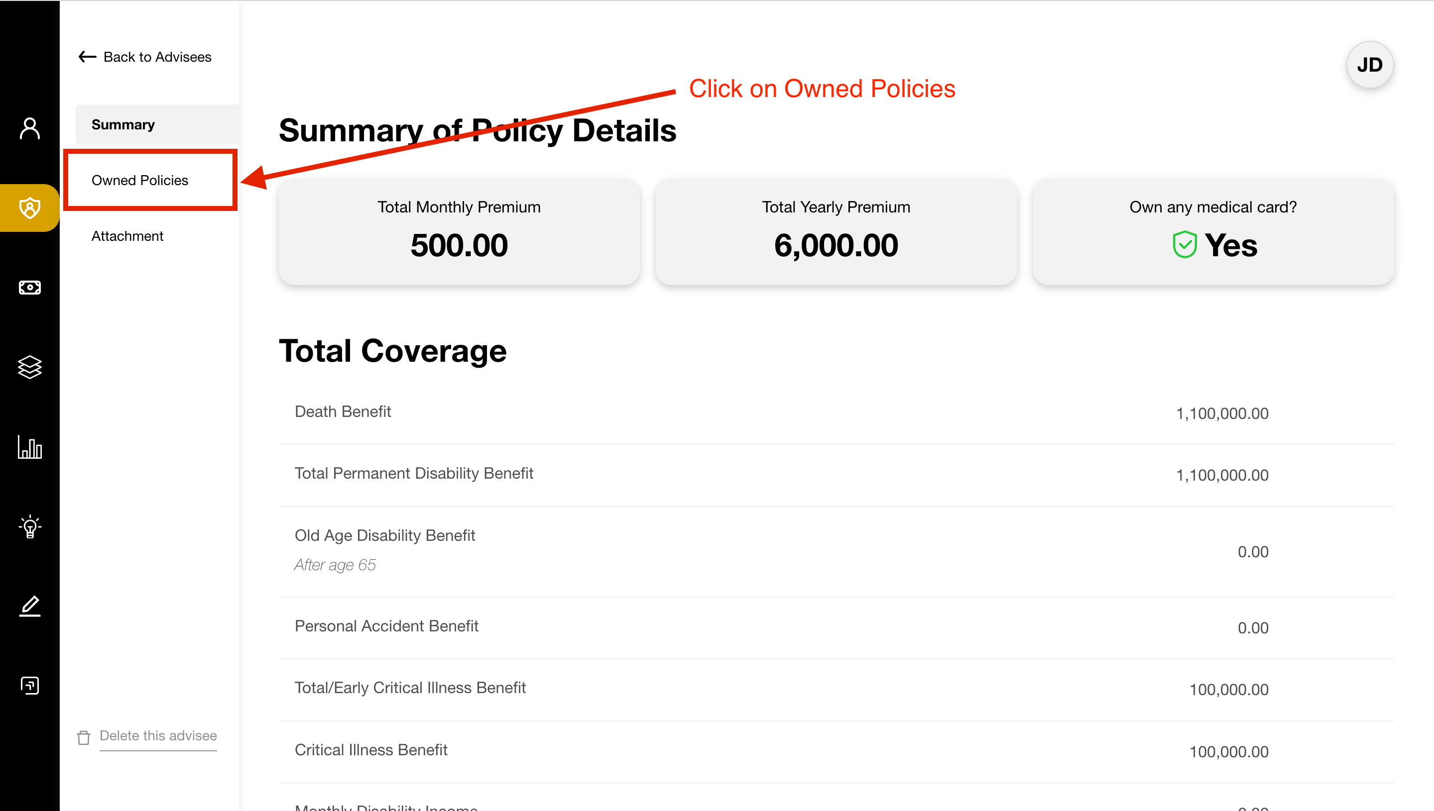 Click on Owned Policies