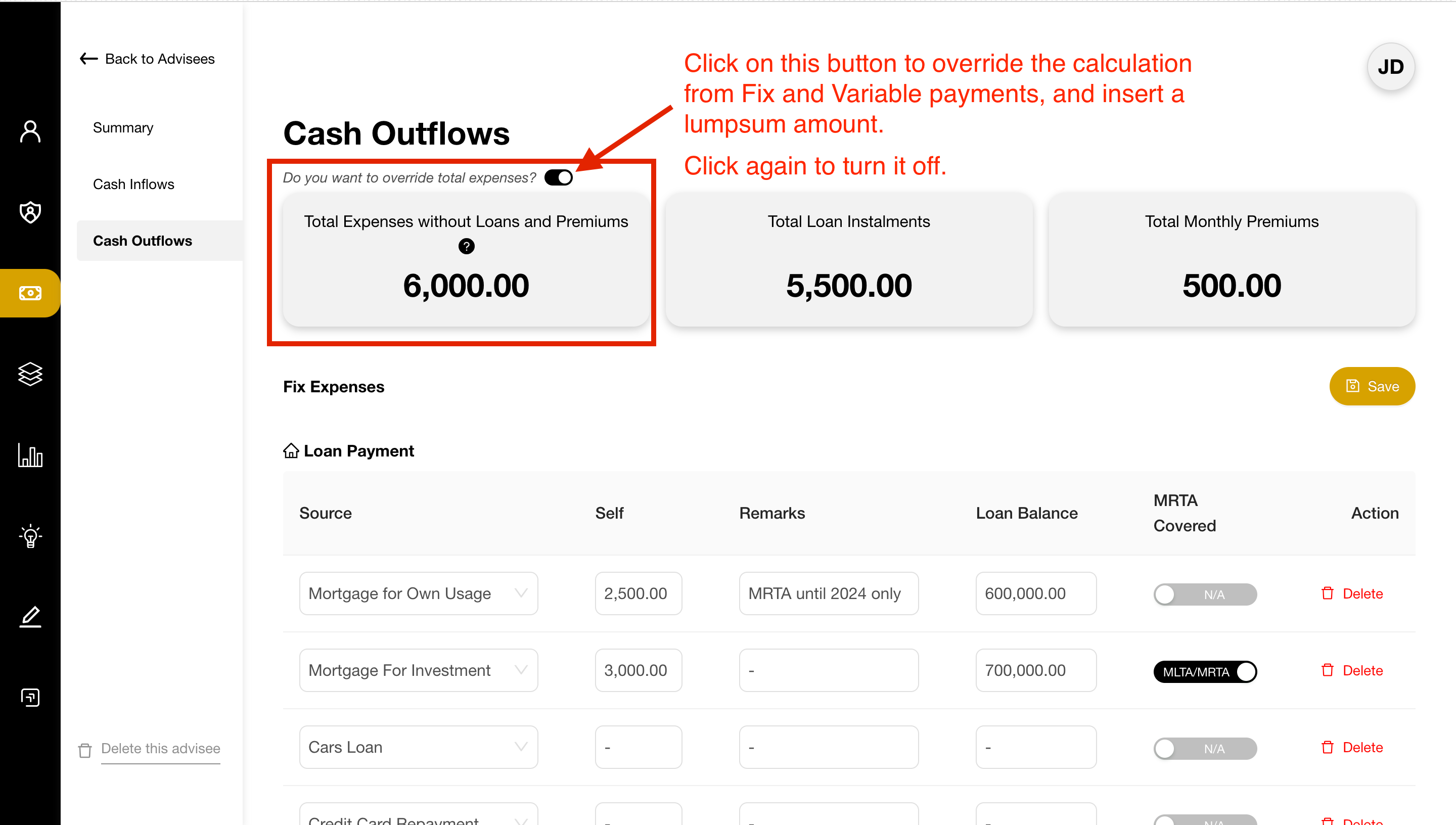 Total Expenses without Loans and Premiums