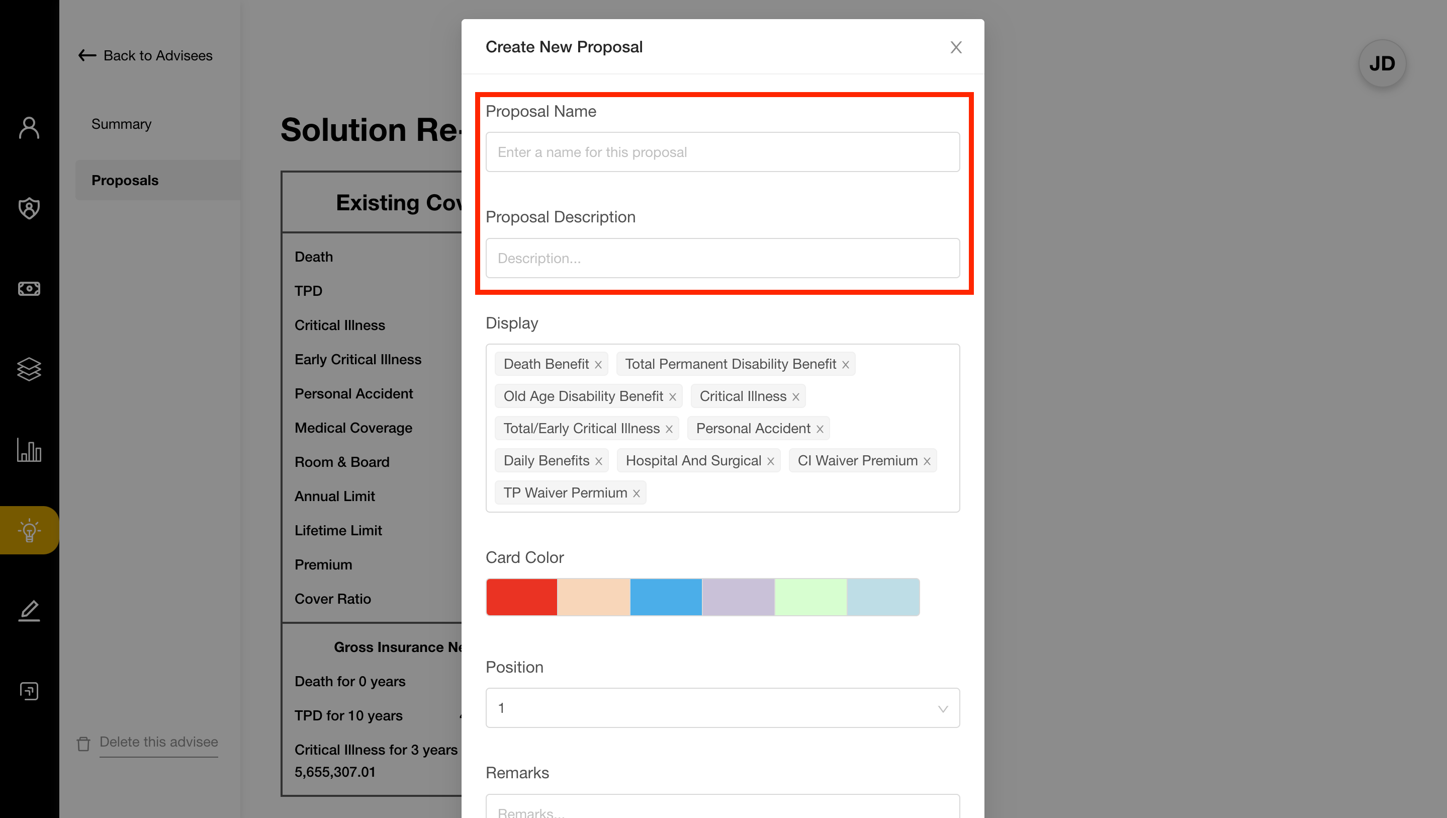 Key in Proposal Box Title and Description